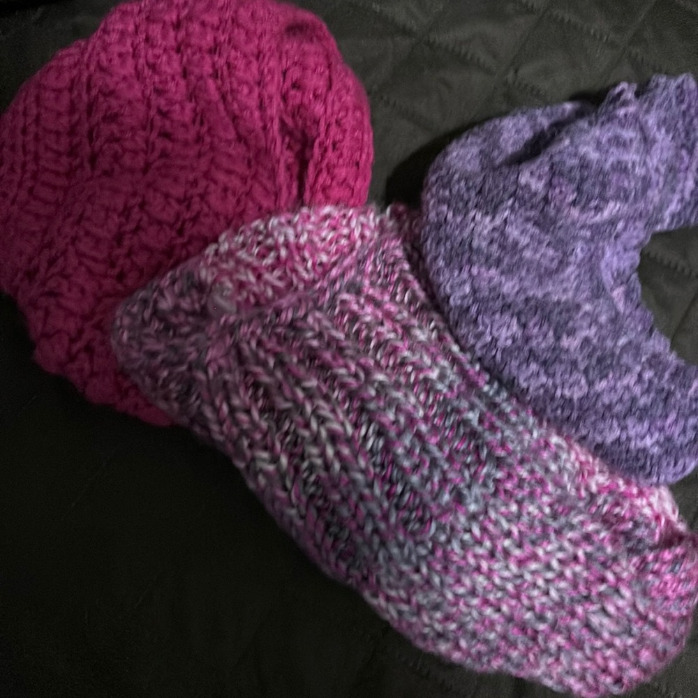 Three knitted hats handmade